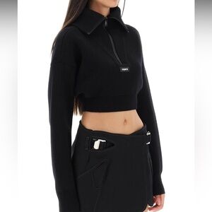 Coperni Half-Zip Boxy Cropped Sweater